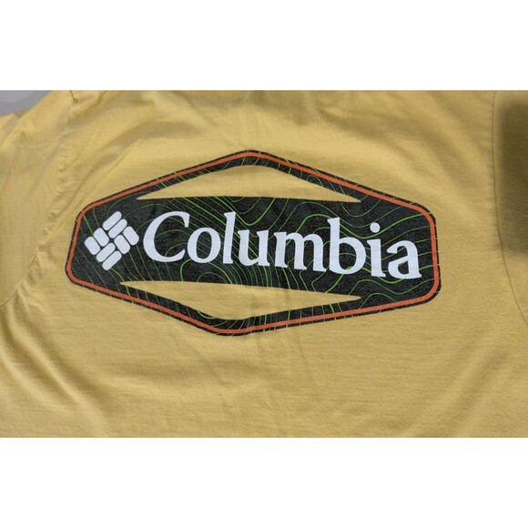 Columbia Sportswear Back Graphic Design Men's Yellow T-Shirt Size S - Picture 8 of 8